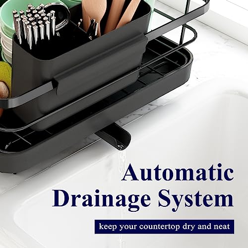 Kitsure Dish Drying Rack, Large Kitchen Dish Rack and Drainboard Set with Easy Installation, Durable Stainless Steel Dish Rack for Counter