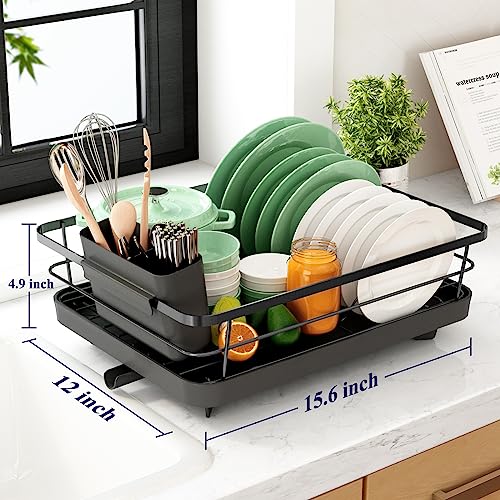 Kitsure Dish Drying Rack, Large Kitchen Dish Rack and Drainboard Set with Easy Installation, Durable Stainless Steel Dish Rack for Counter